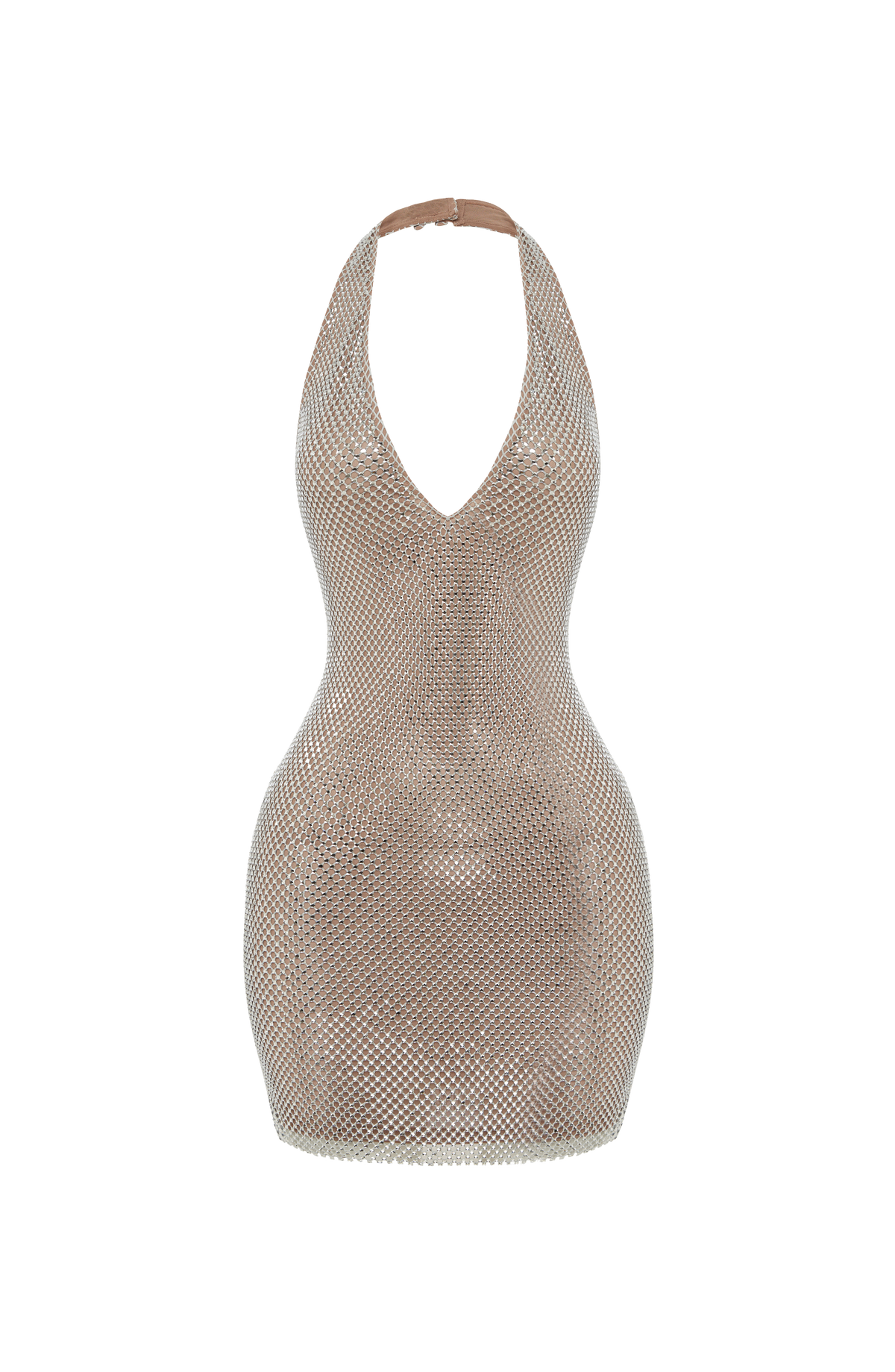 T.X Women's Dress Starla Mini Plunge Neck Gold Rhinestone Mesh Party