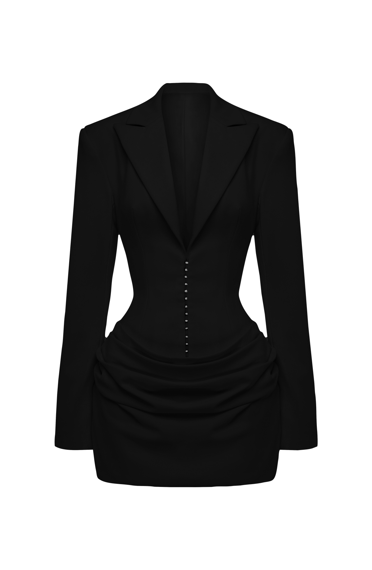 S.M Women's Dress Susie Blazer Style Black Pleated Cowl Mini Party