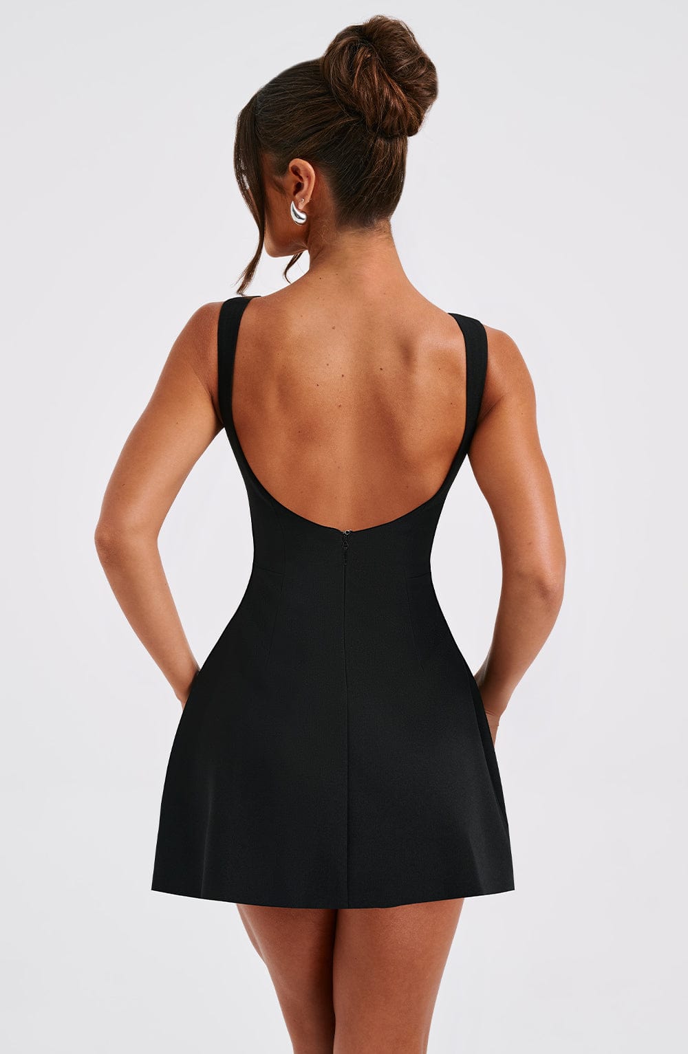 R.F Women's Dress Alana Bubble Hem Black Crepe Cocktail Mini
