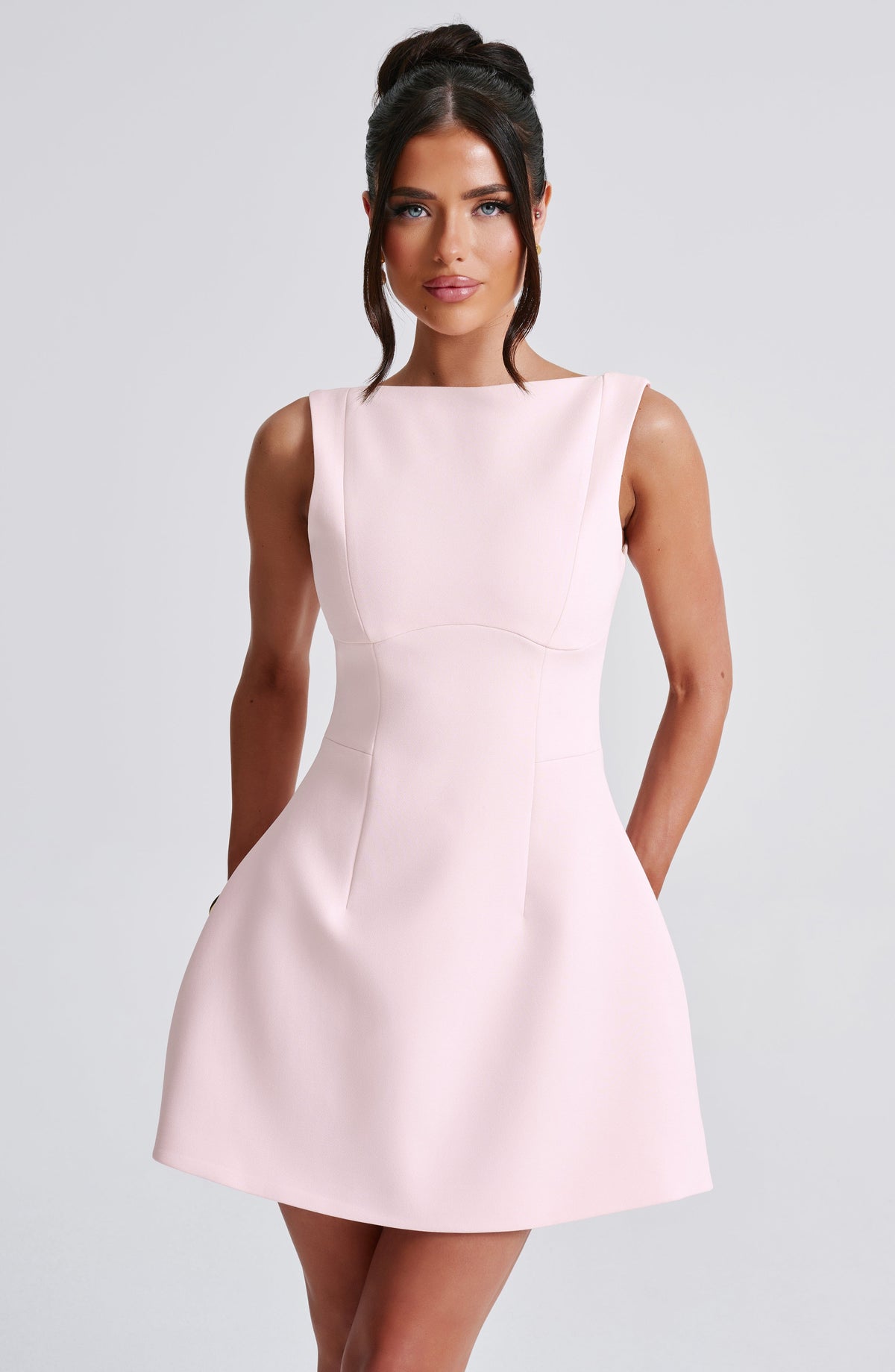 R.F Women's Dress Bubble Hem Blush Crepe Cocktail