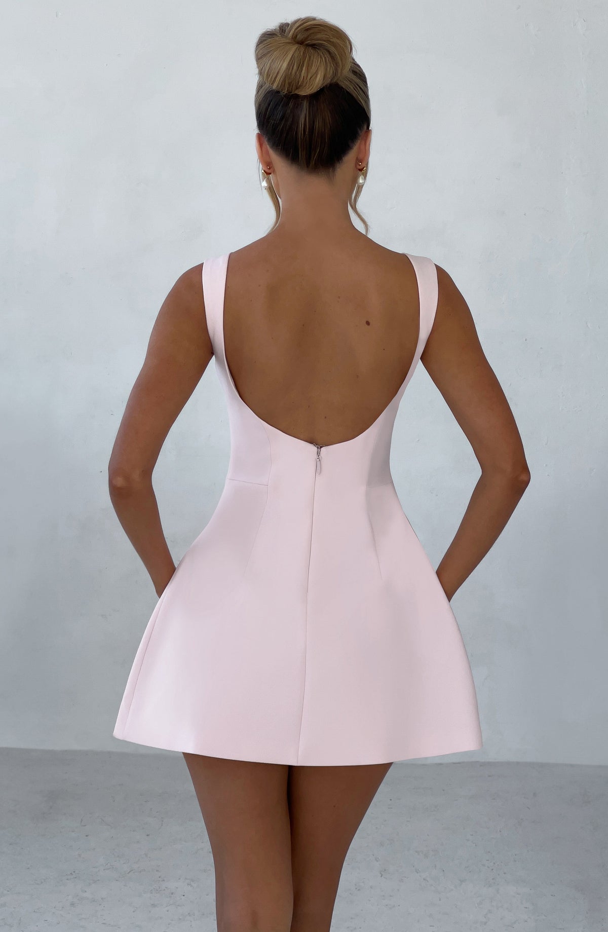 R.F Women's Dress Bubble Hem Blush Crepe Cocktail