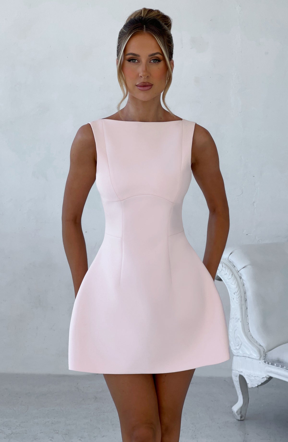 R.F Women's Dress Bubble Hem Blush Crepe Cocktail