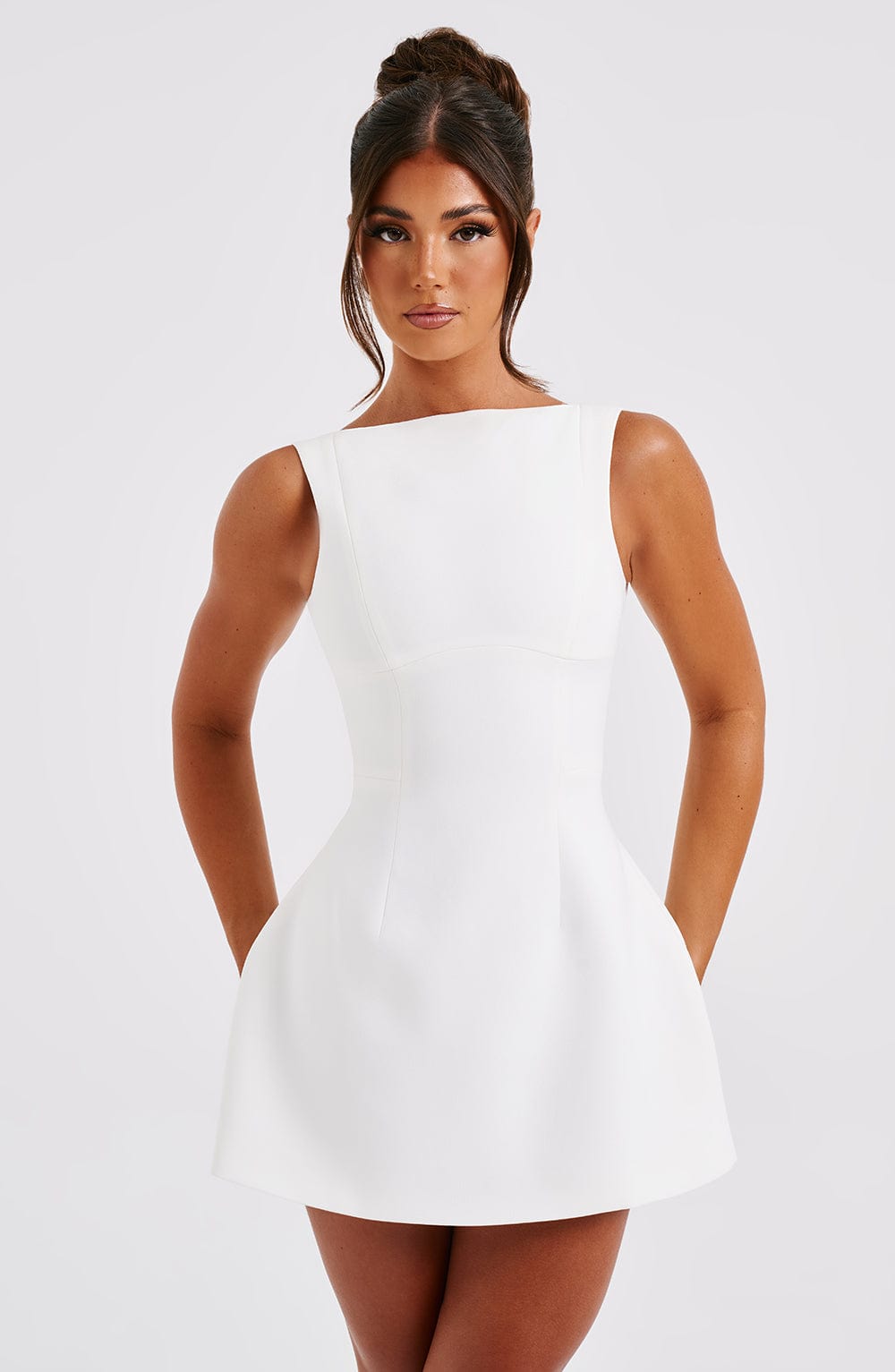 R.F Women's Dress Alana Bubblehem Ivory Crepe Party