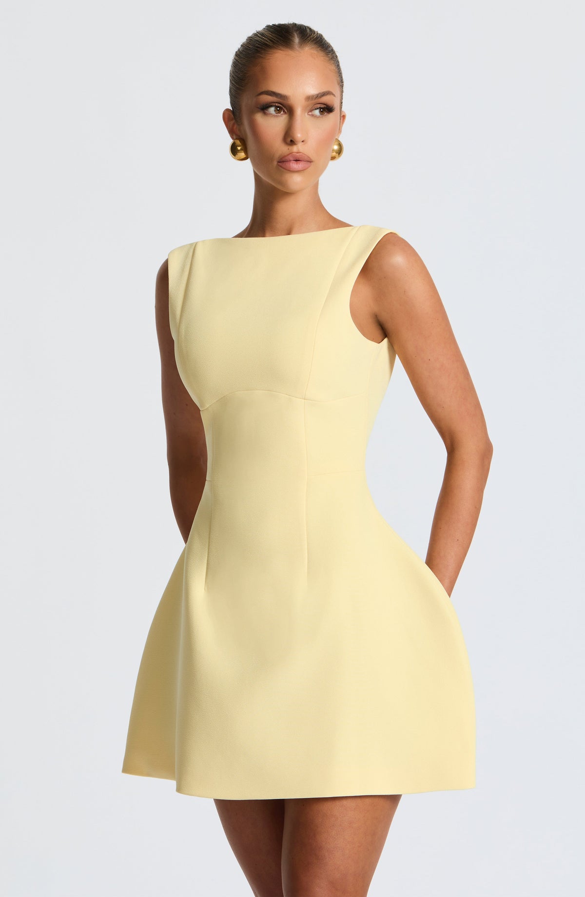 R.F Women's Dress Alana Mini Lemon Crepe Bubble Hem Party