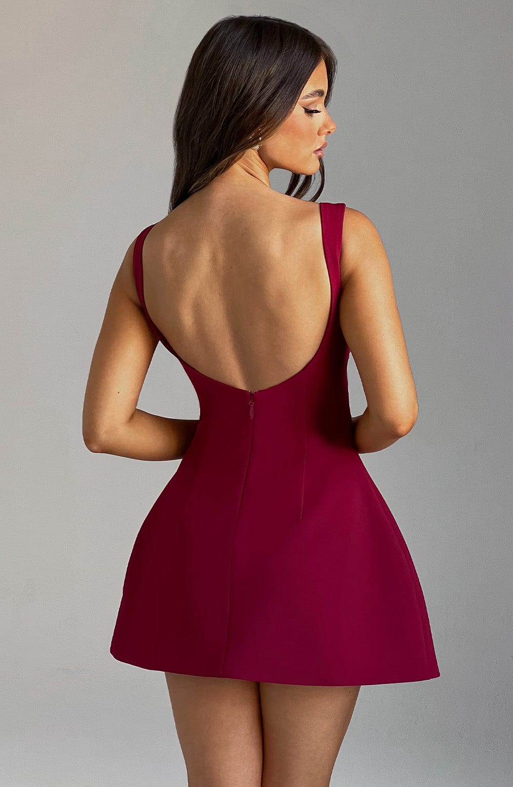 R.F Women's Dress Bubble Hem Wine Crepe Party