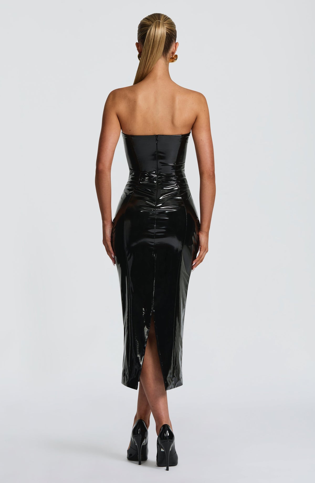 DIA Women's Dress Amala Midi Black Vinyl Evening