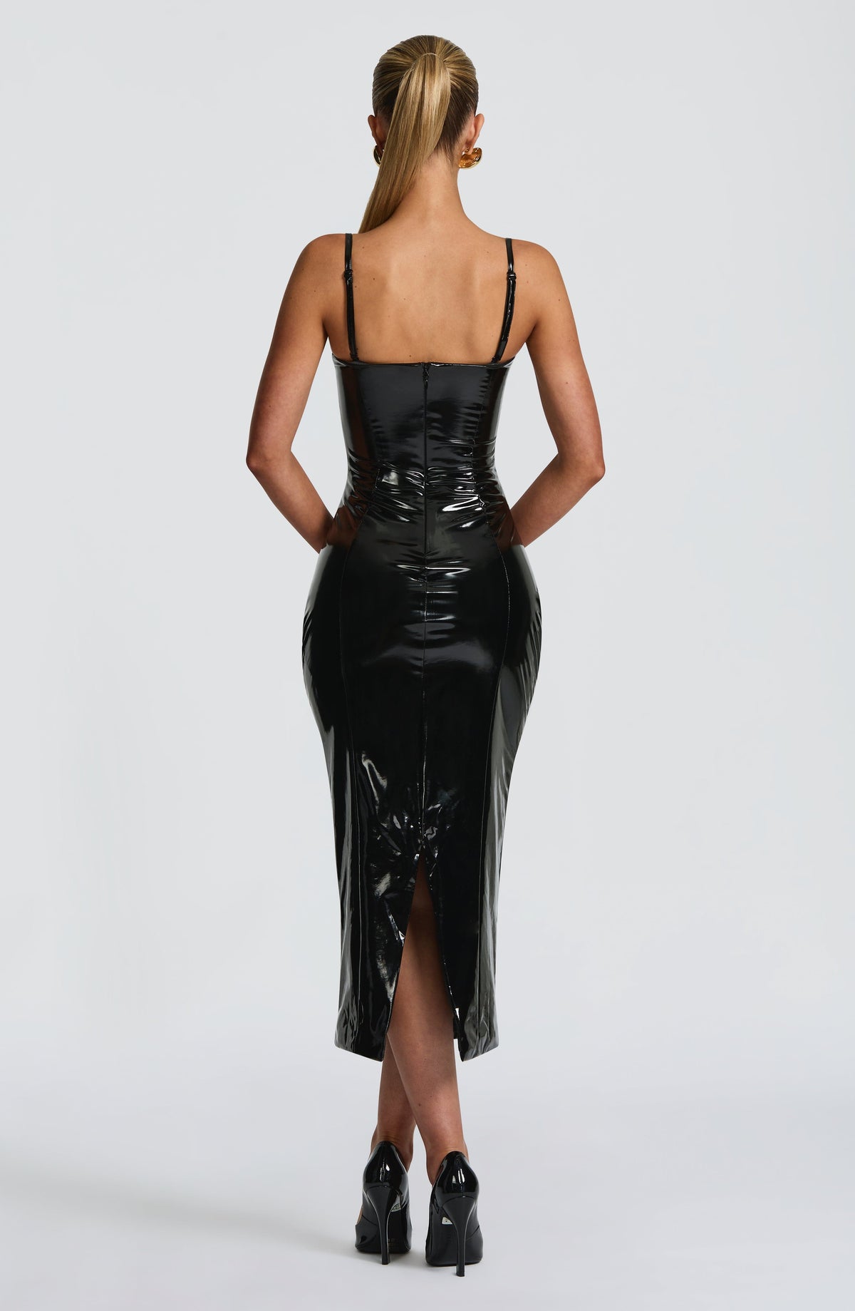 DIA Women's Dress Amala Midi Black Vinyl Evening