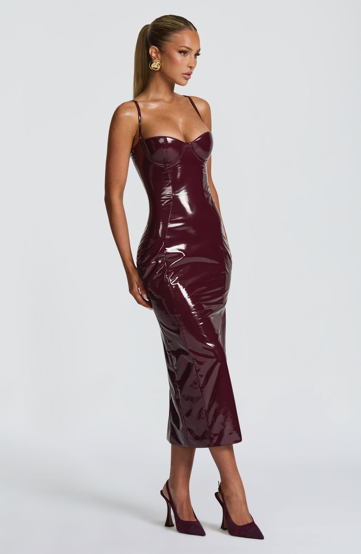 DIA Women's Dress Amala Midi Cherry Lacquer Vinyl Party