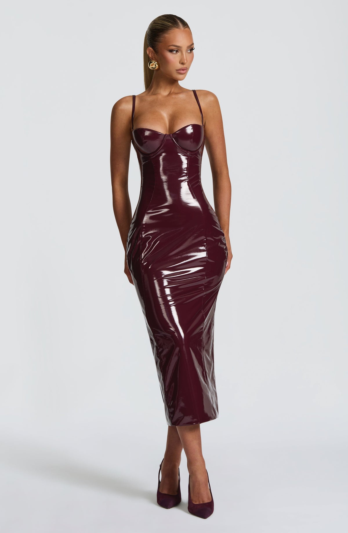 DIA Women's Dress Amala Midi Cherry Lacquer Vinyl Party