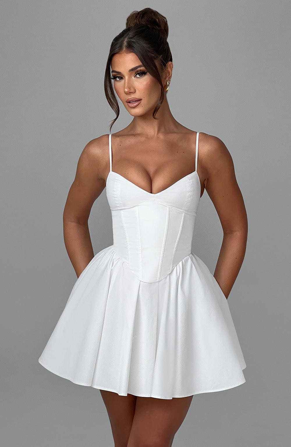 M.T Women's Dress Analeigh Mini Ivory Cotton Corset Party