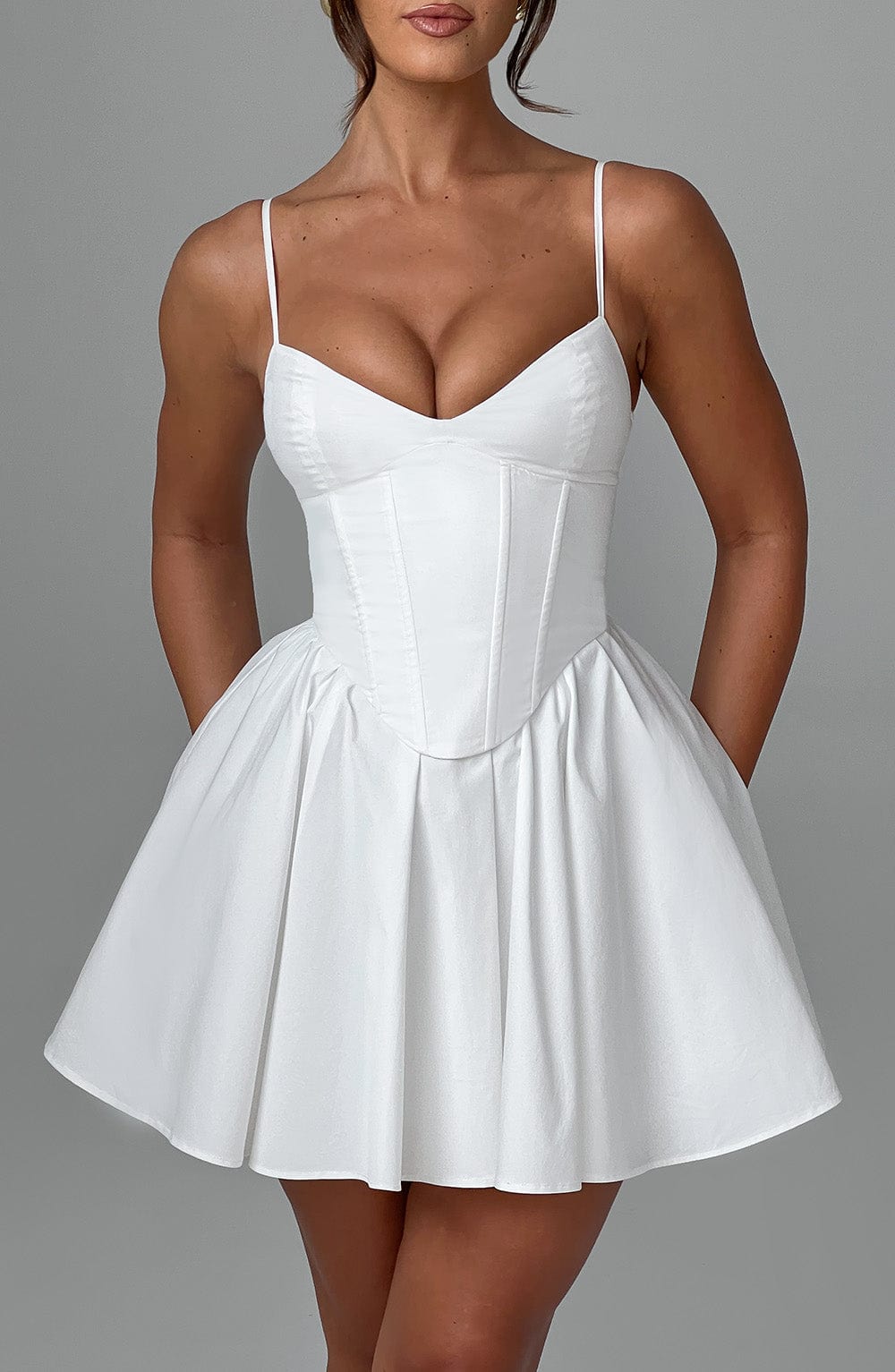 M.T Women's Dress Analeigh Mini Ivory Cotton Corset Party