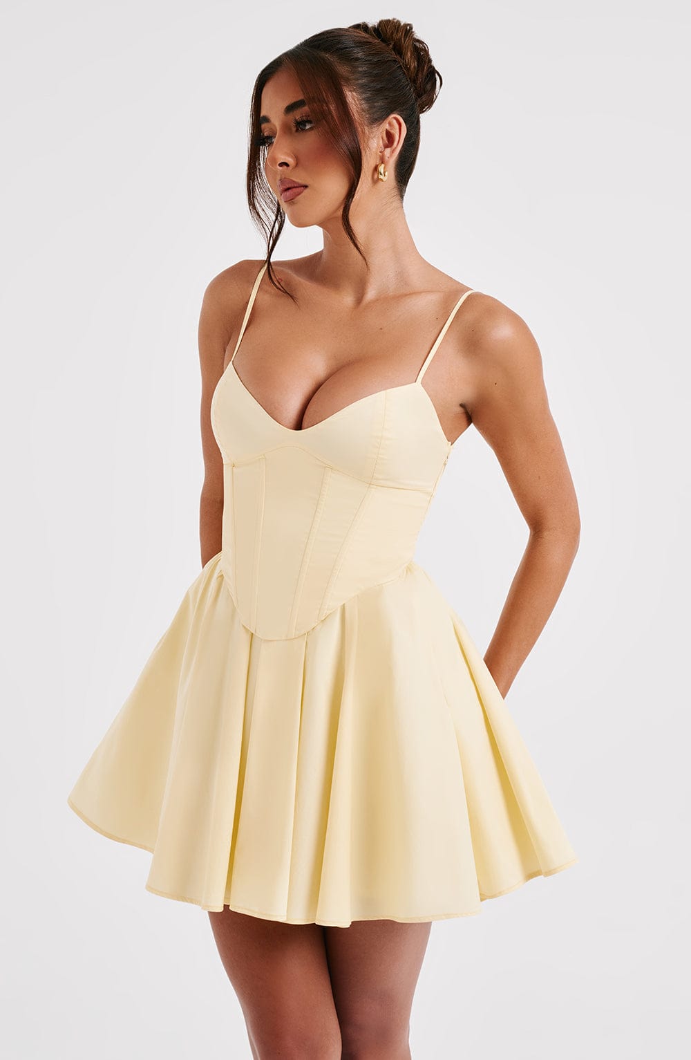 Women's Dress Strapless Mini Lemon Cotton Corset Party