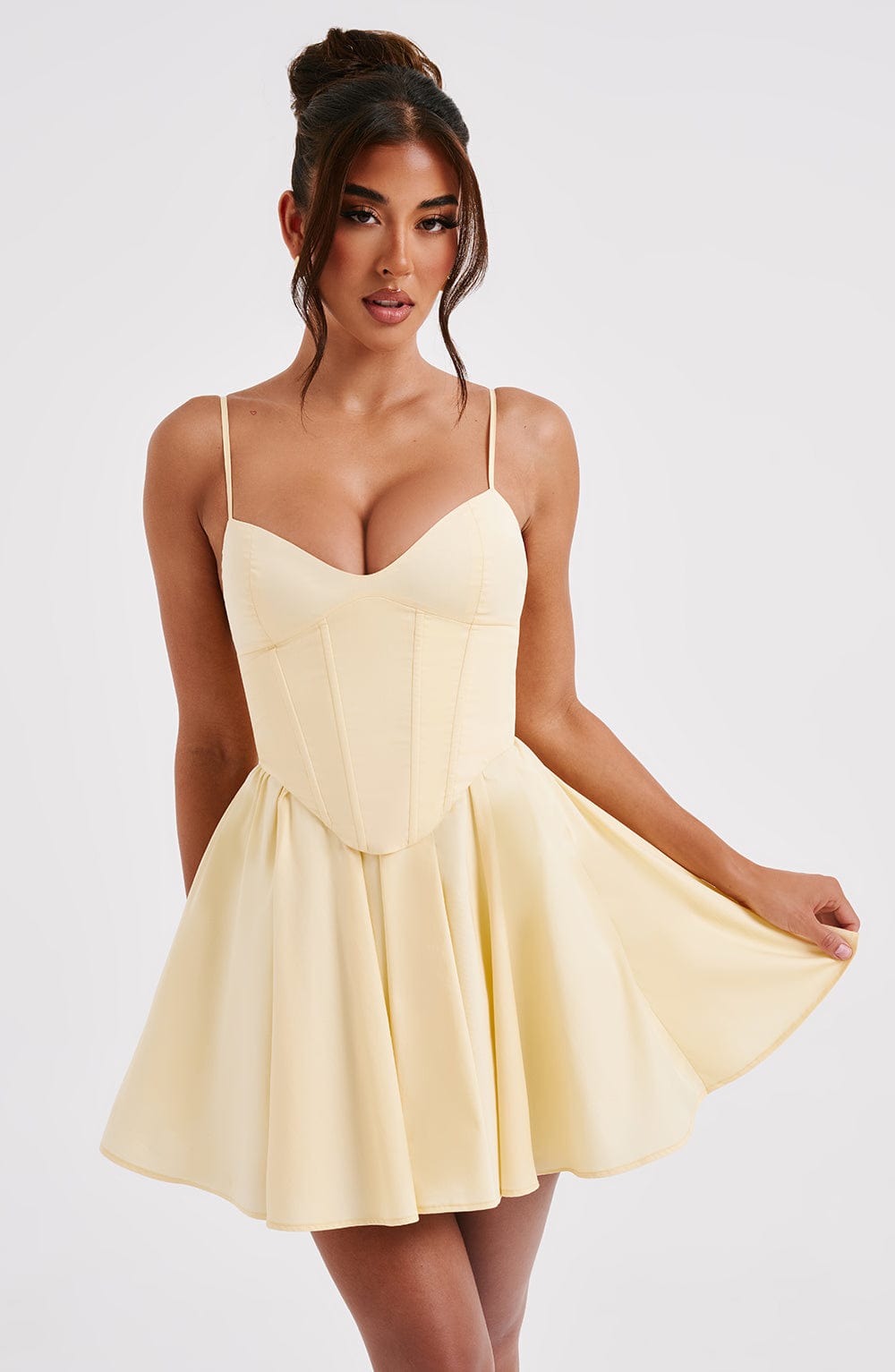 Women's Dress Strapless Mini Lemon Cotton Corset Party