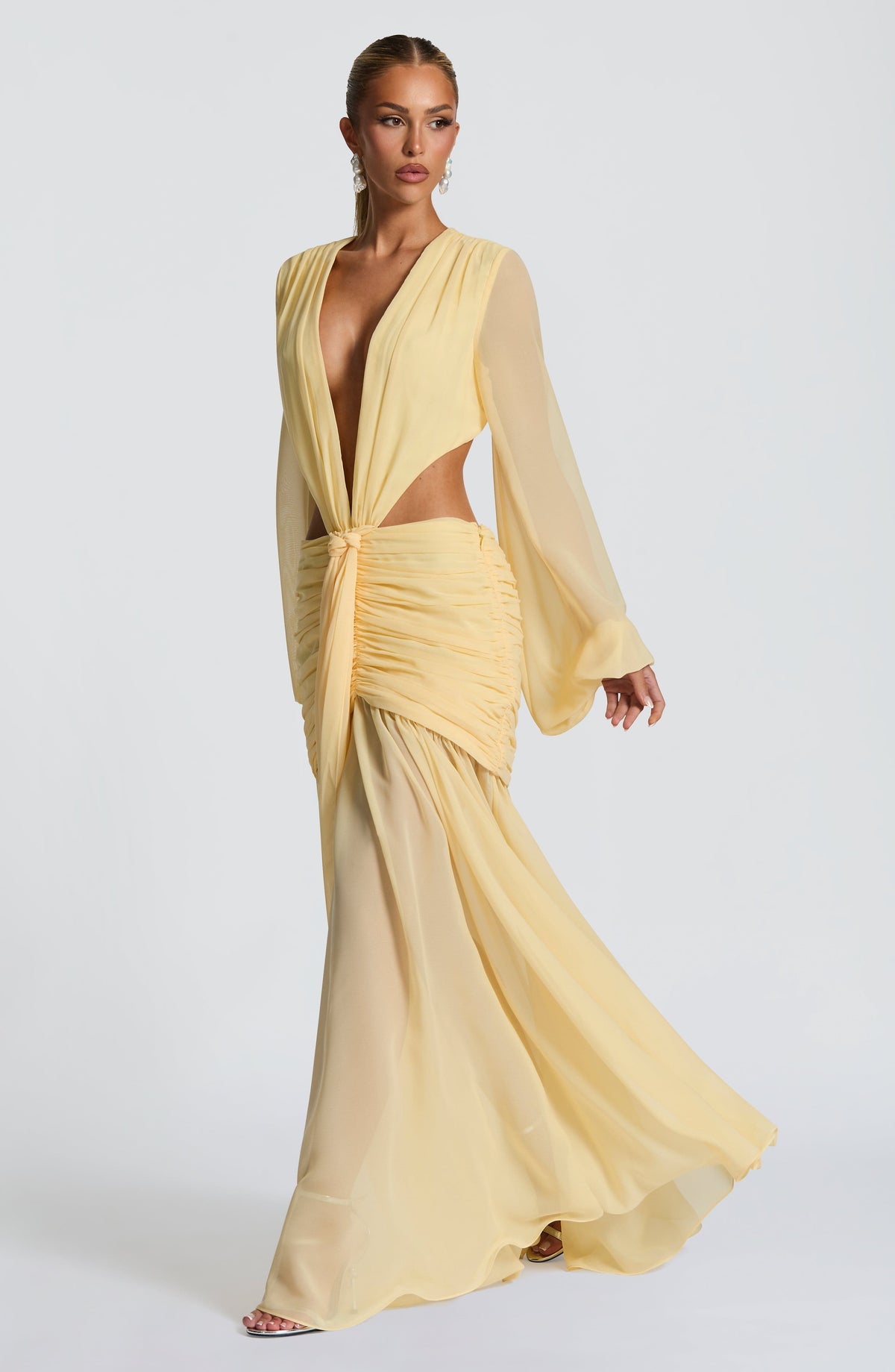 T.X Women's Dress Maxi Lemon Chiffon Formal