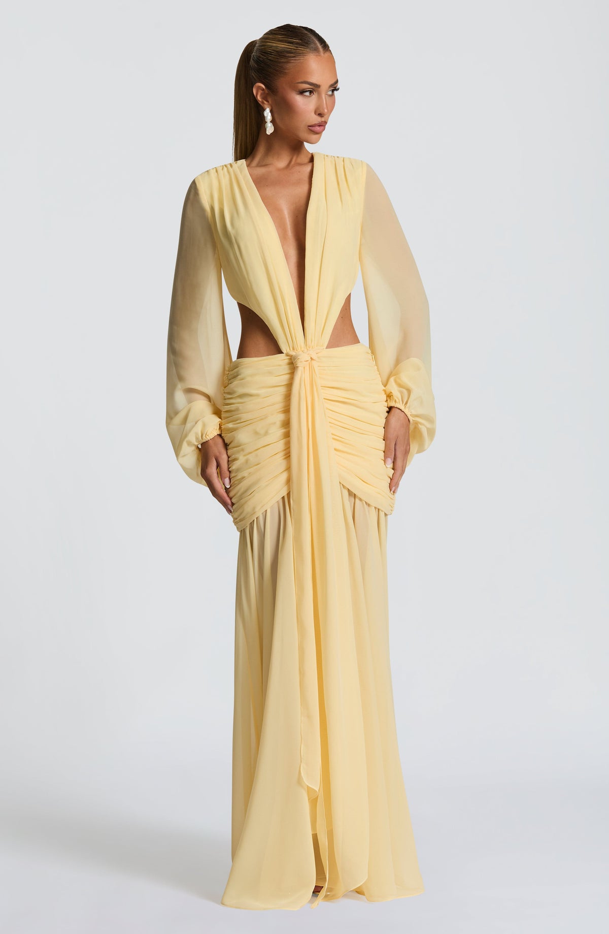 T.X Women's Dress Maxi Lemon Chiffon Formal