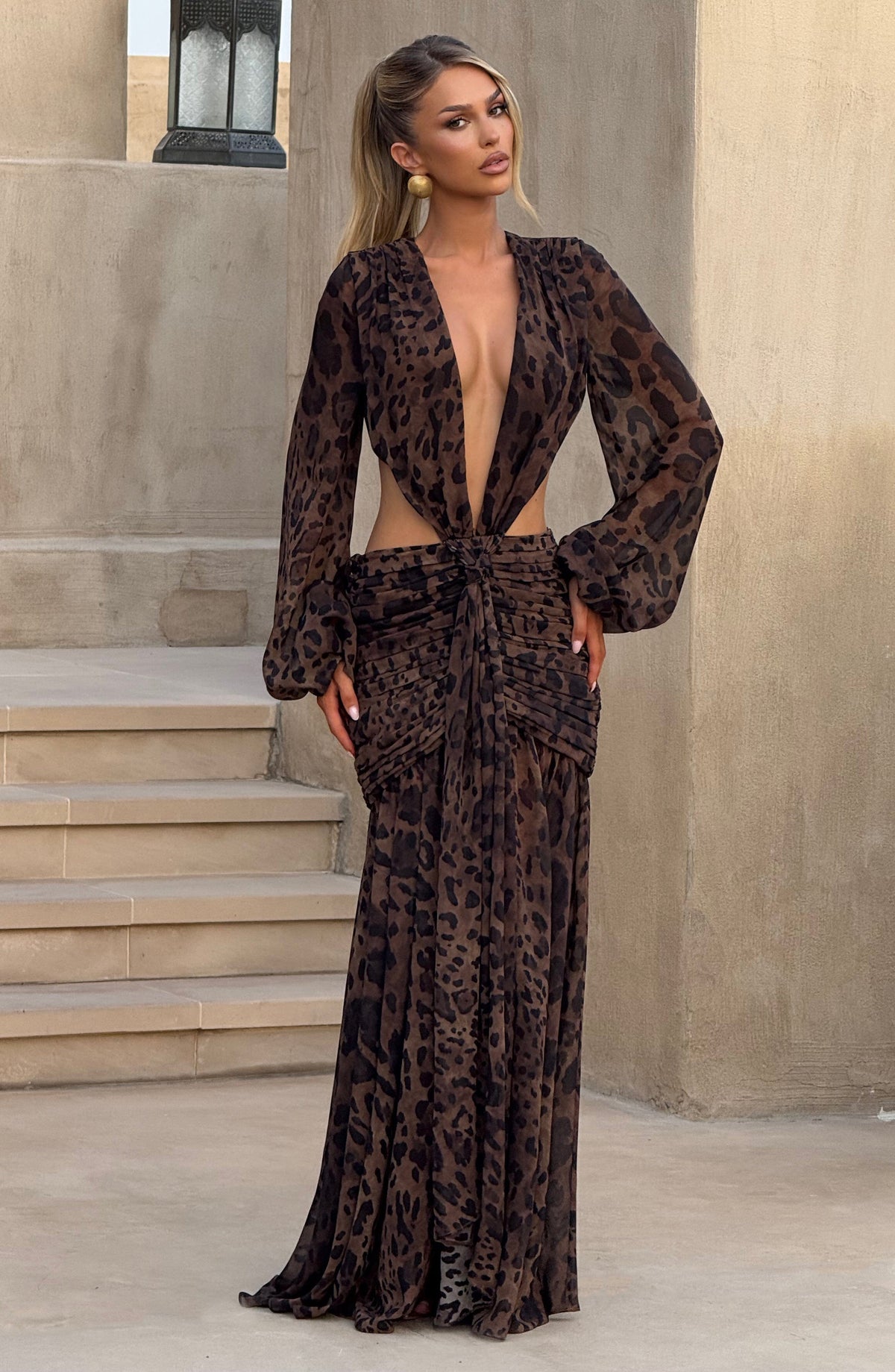 T.X Women's Dress Maxi Leopard Print Chiffon Evening BBF4124-D