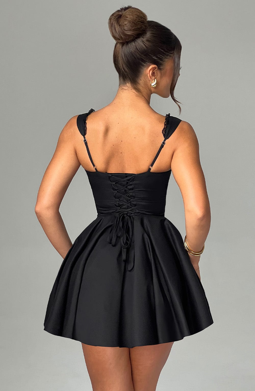 R.F Women's Dress Mini Bubblehem Black Cotton Party