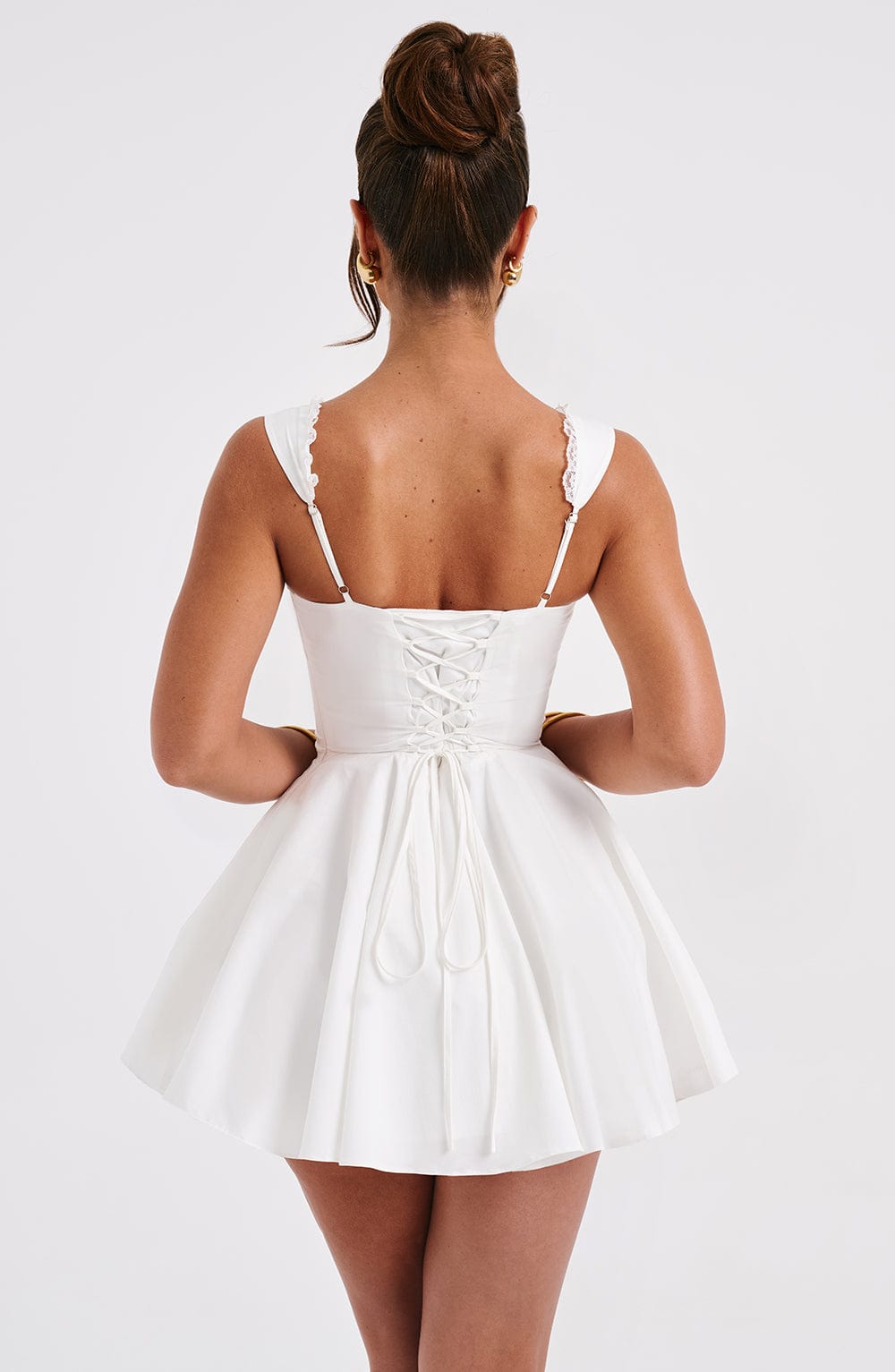 R.F Women's Dress Antonella Corset Mini Ivory Cotton Blend Party