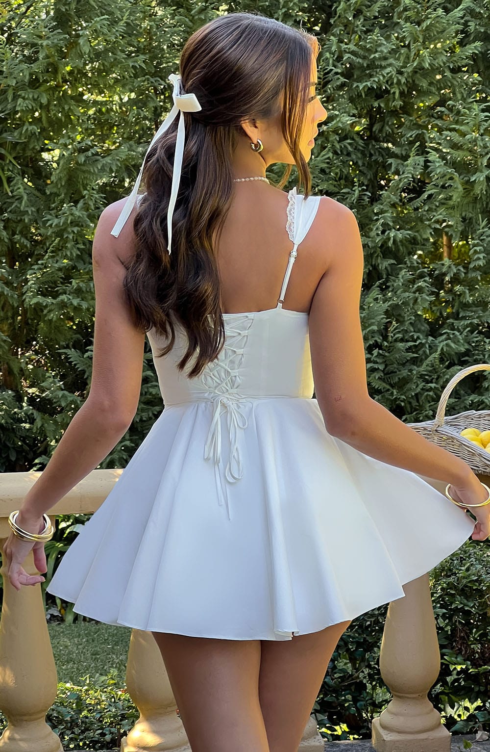 R.F Women's Dress Antonella Corset Mini Ivory Cotton Blend Party