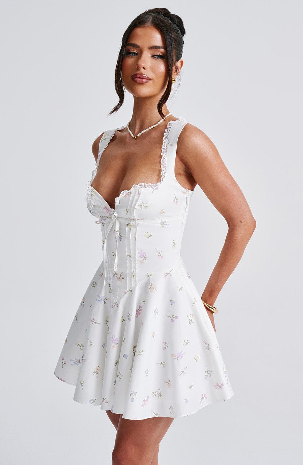 R.F Women's Dress Milkmaid Multi Floral Print Cotton Party