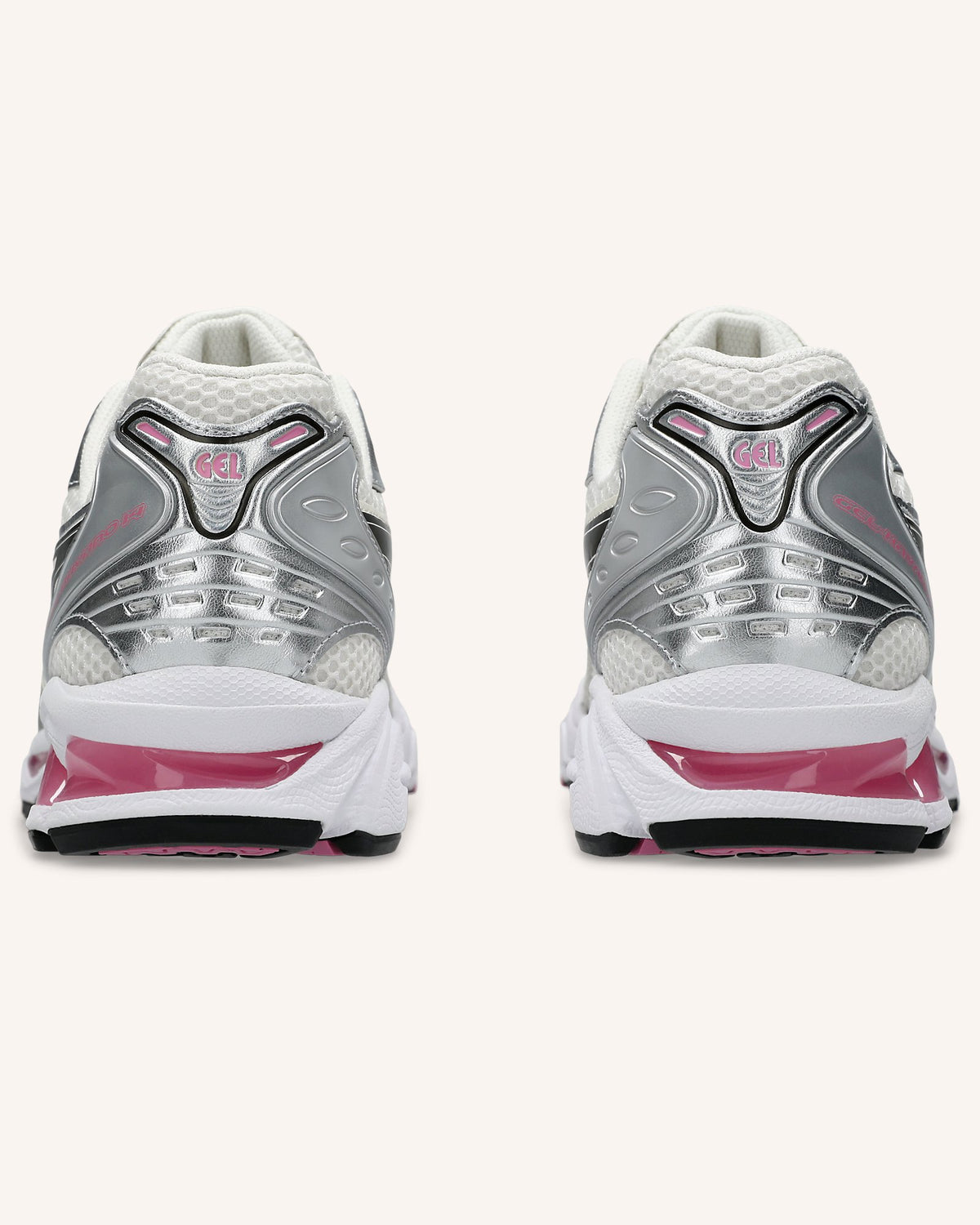 ASICS GEL-KAYANO 14 in Cream/Sweet Pink, rear view