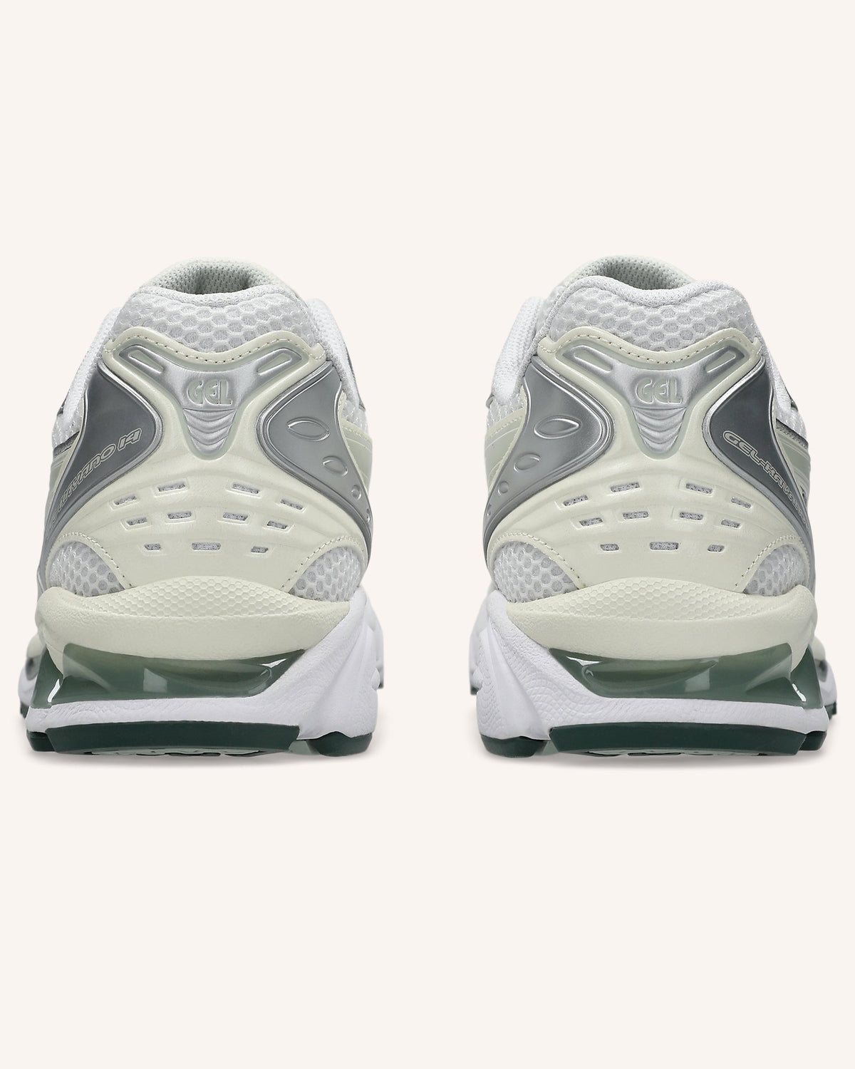 ASICS GEL-KAYANO 14 in White/Light Sage, rear view