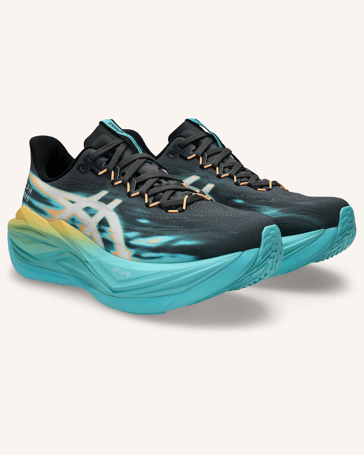 ASICS SUPERBLAST 3 COPENHAGEN in Obsidian Grey/Ice Mint — pair front view