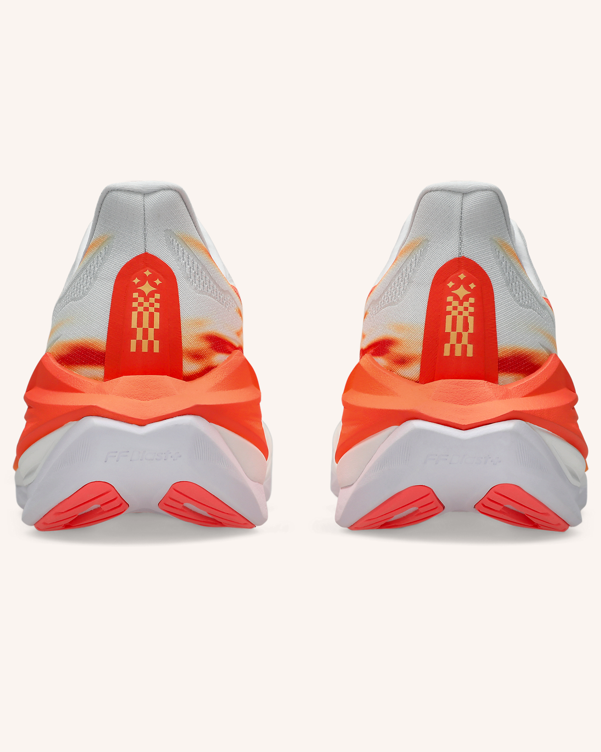 ASICS SUPERBLAST 3 in White/Orange Glow — rear view