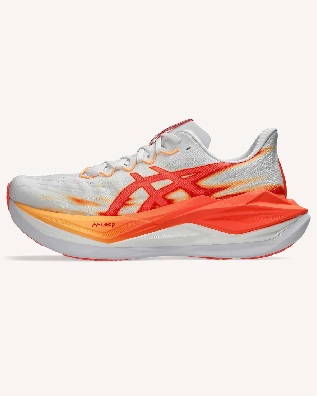 ASICS SUPERBLAST 3 in White/Orange Glow — side view