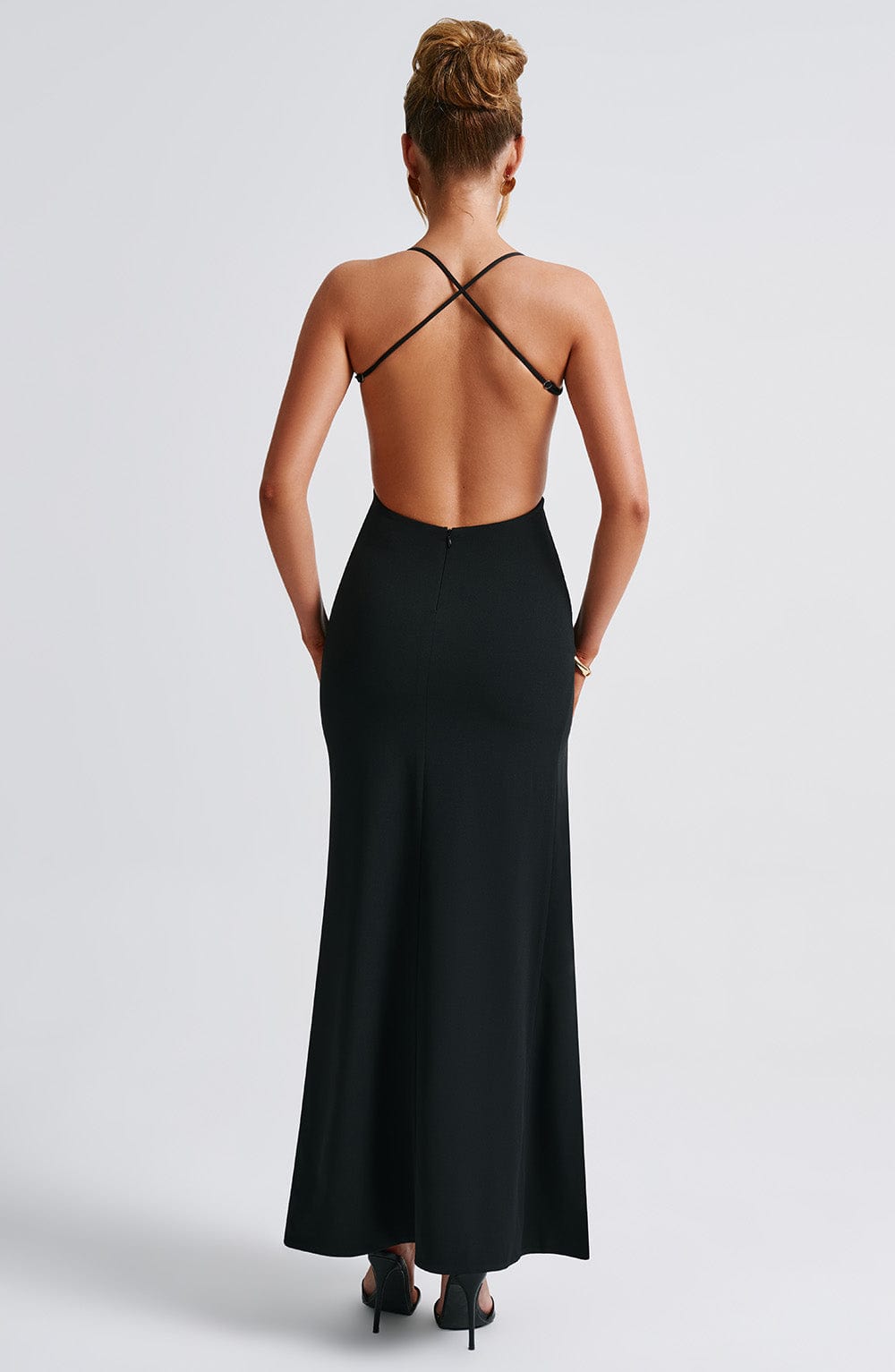 DIA Women's Dress Beatrix Maxi Backless Black Crepe Formal