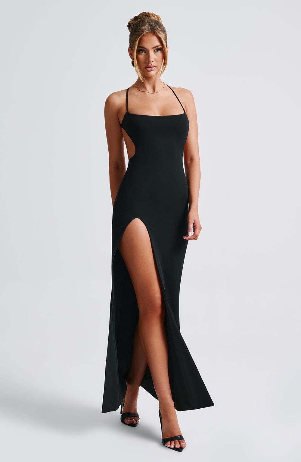 DIA Women's Dress Beatrix Maxi Backless Black Crepe Formal