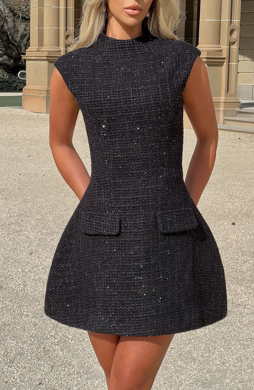 Blake Women's Dress Bubblehem Black Tweed Party