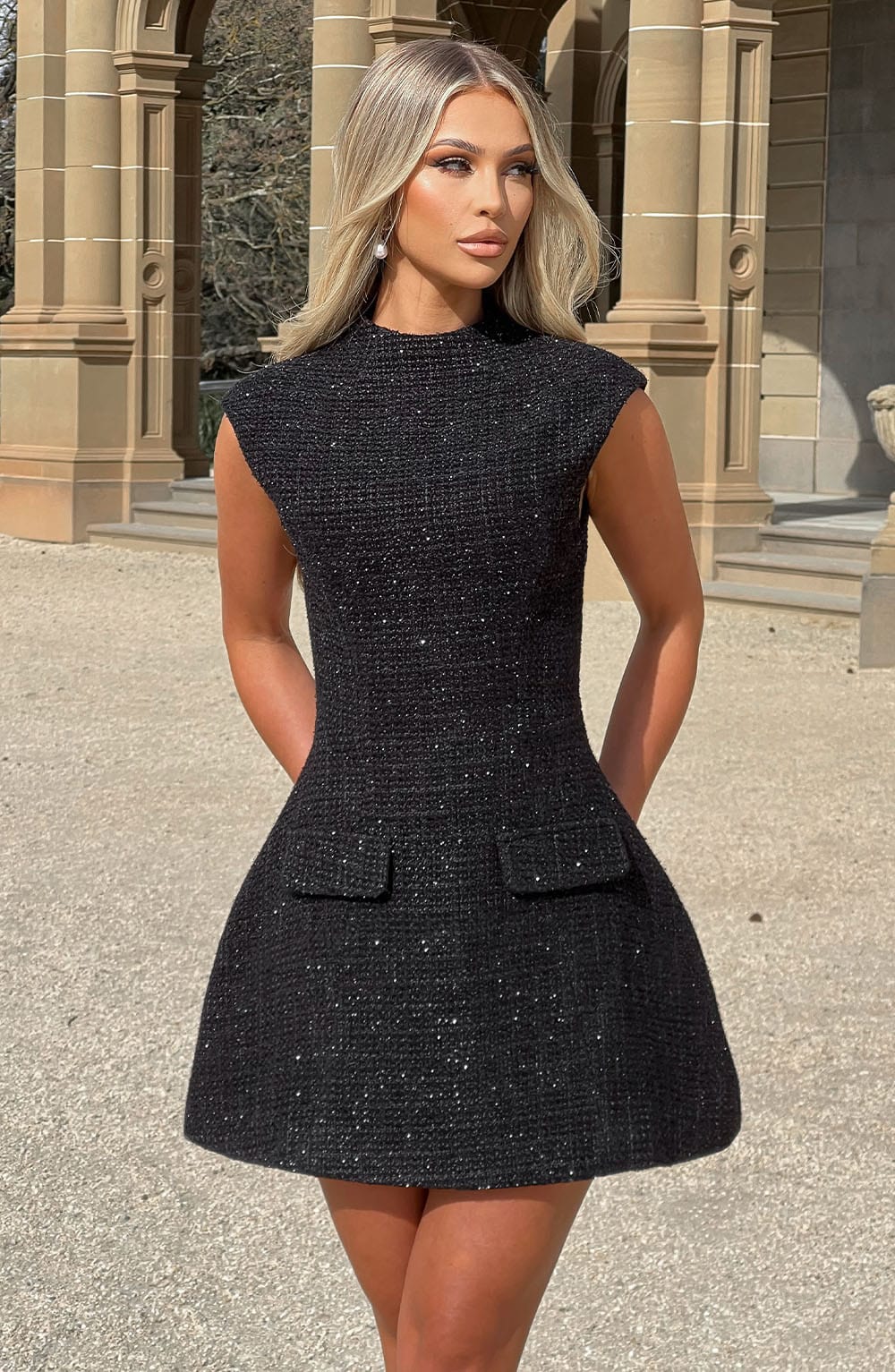 Blake Women's Dress Bubblehem Black Tweed Party