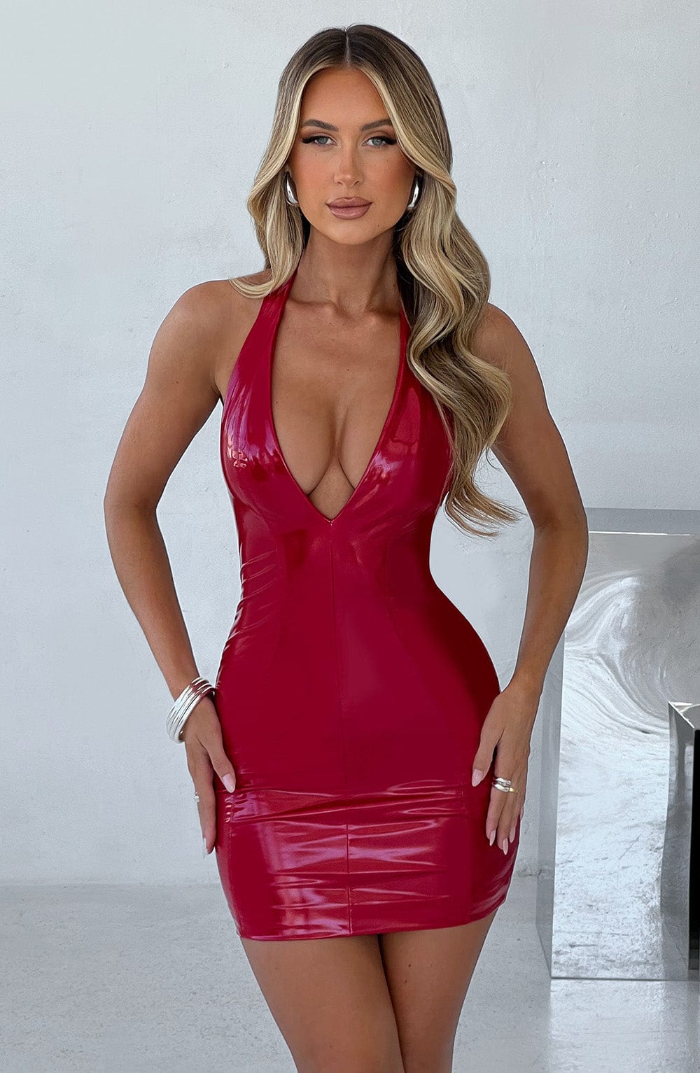 Women's Dress Brooke Mini Corset Red Vinyl Party