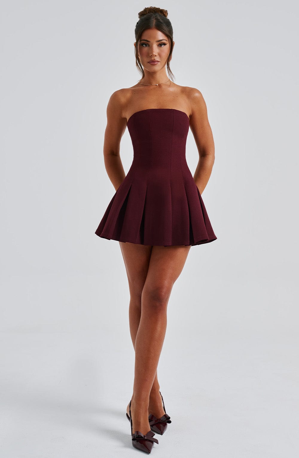 R.F Women's Dress Bryony Flare Cherry Lacquer Crepe Party