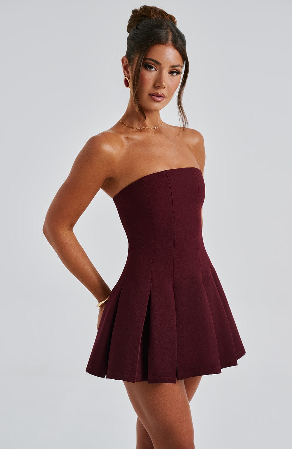 R.F Women's Dress Bryony Flare Cherry Lacquer Crepe Party