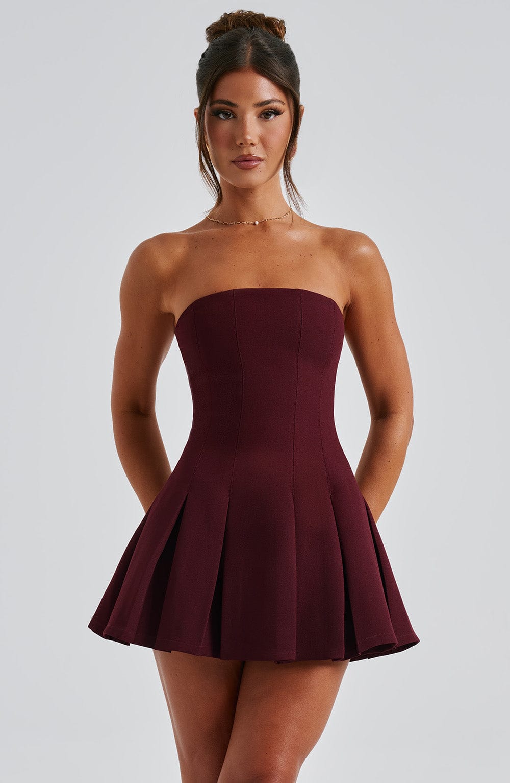 R.F Women's Dress Bryony Flare Cherry Lacquer Crepe Party