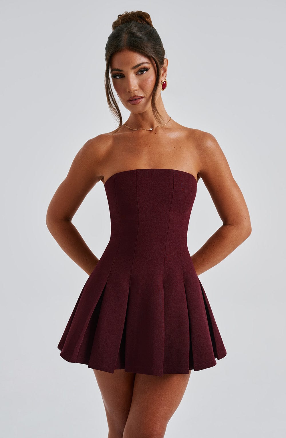 R.F Women's Dress Bryony Flare Cherry Lacquer Crepe Party