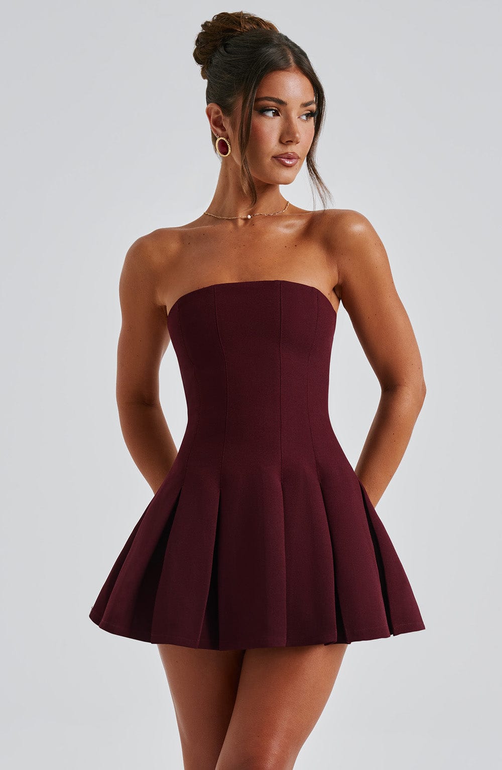 R.F Women's Dress Bryony Flare Cherry Lacquer Crepe Party