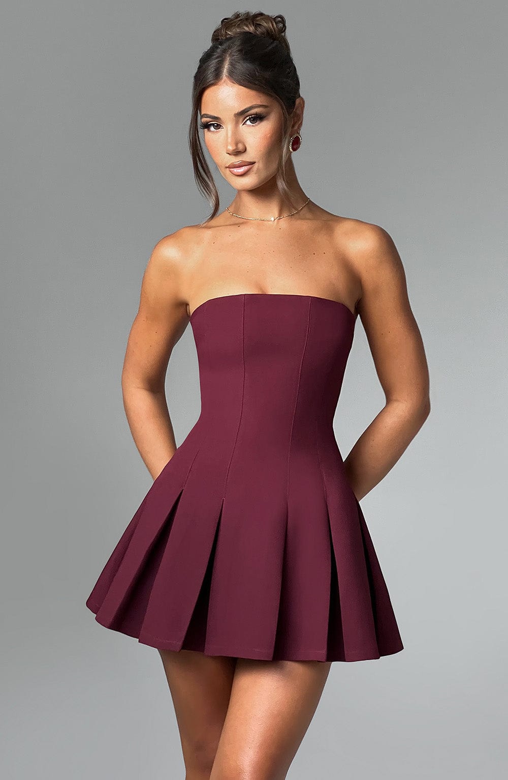 R.F Women's Dress Bryony Flare Cherry Lacquer Crepe Party