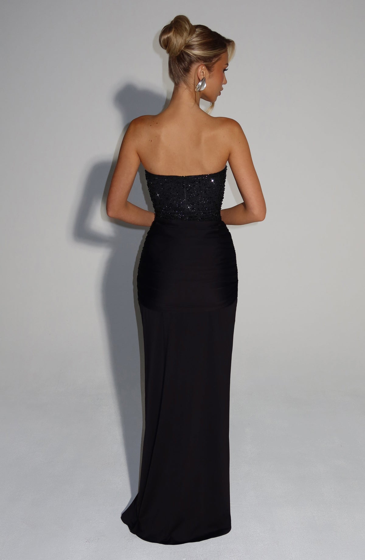 R.F Women's Dress Corset Maxi Black Embellished Mesh Evening