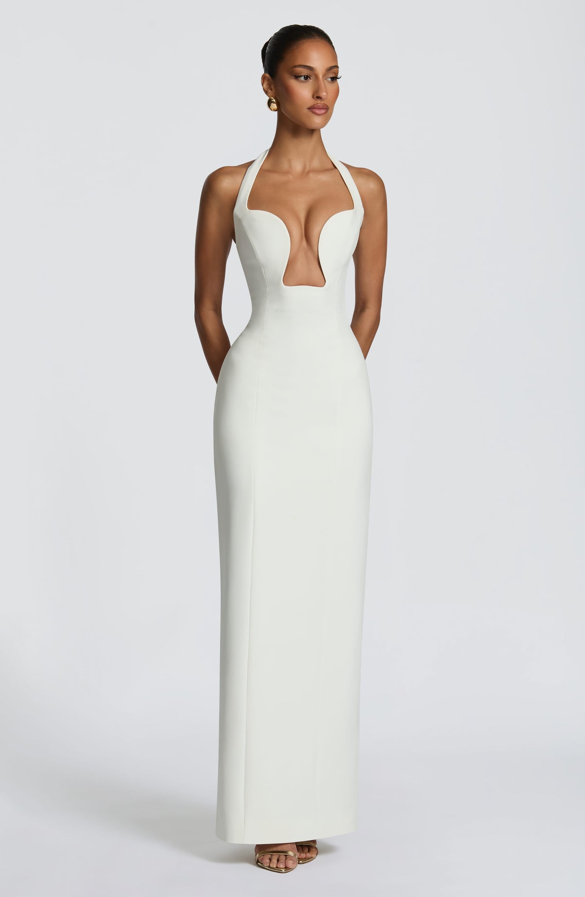Charlotte Women's Dress Corset Maxi Ivory Crepe Evening Bridal