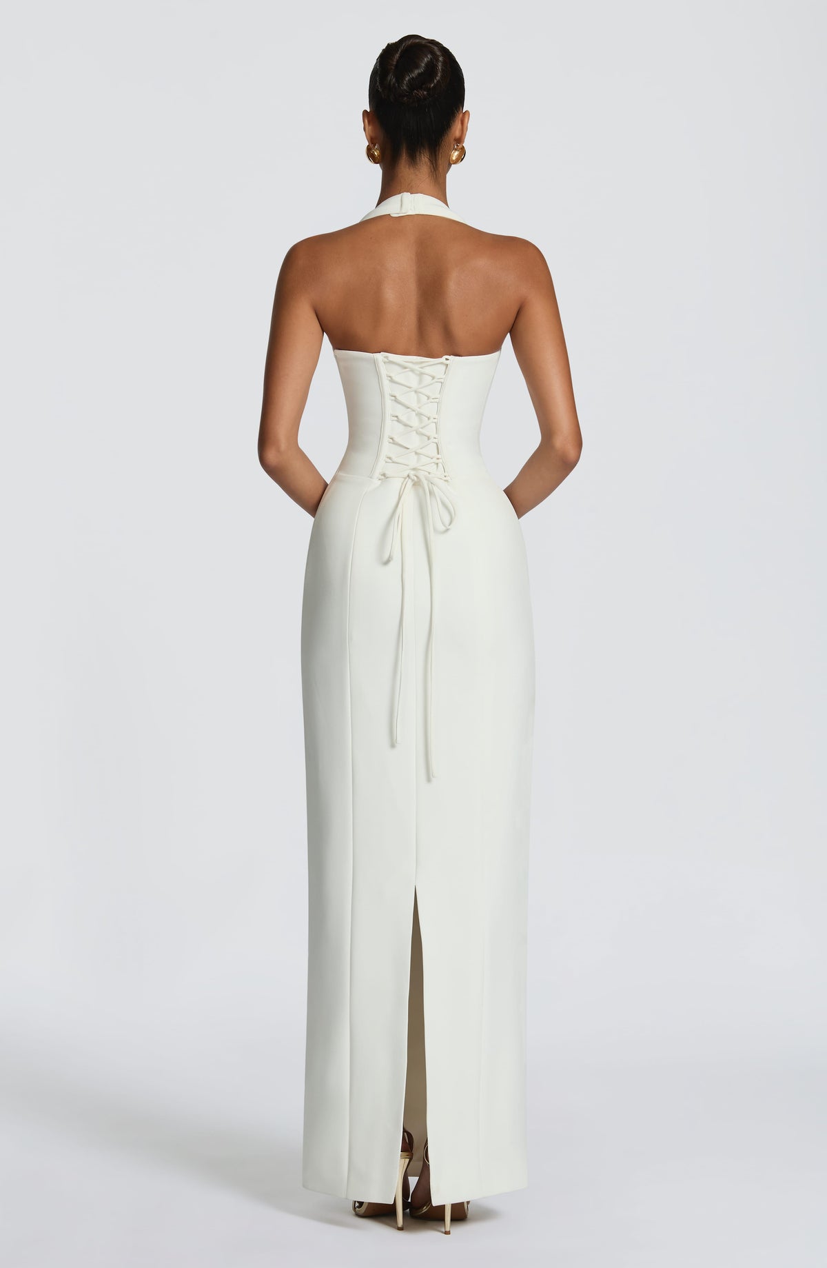 Charlotte Women's Dress Corset Maxi Ivory Crepe Evening Bridal
