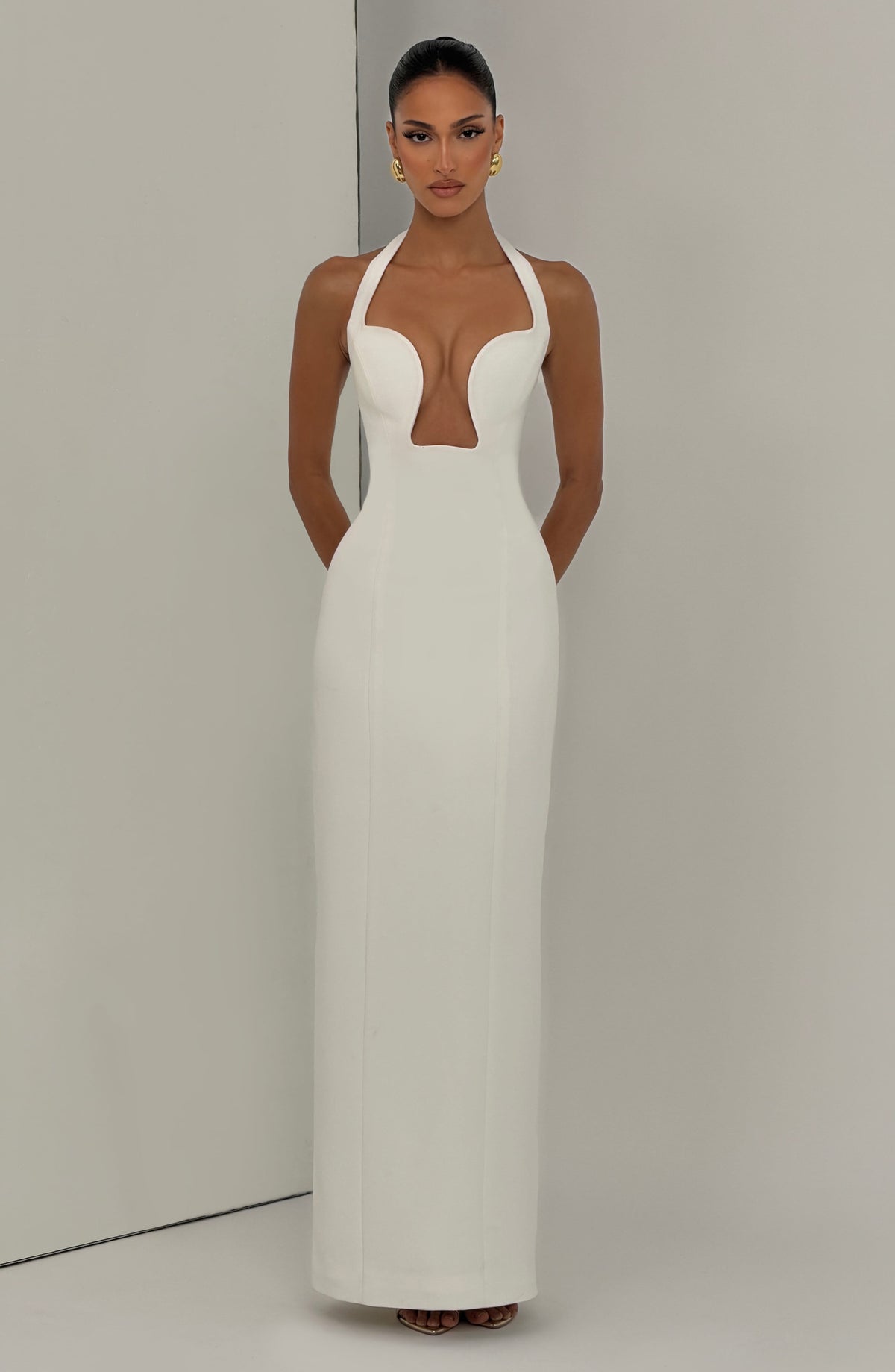 Charlotte Women's Dress Corset Maxi Ivory Crepe Evening Bridal