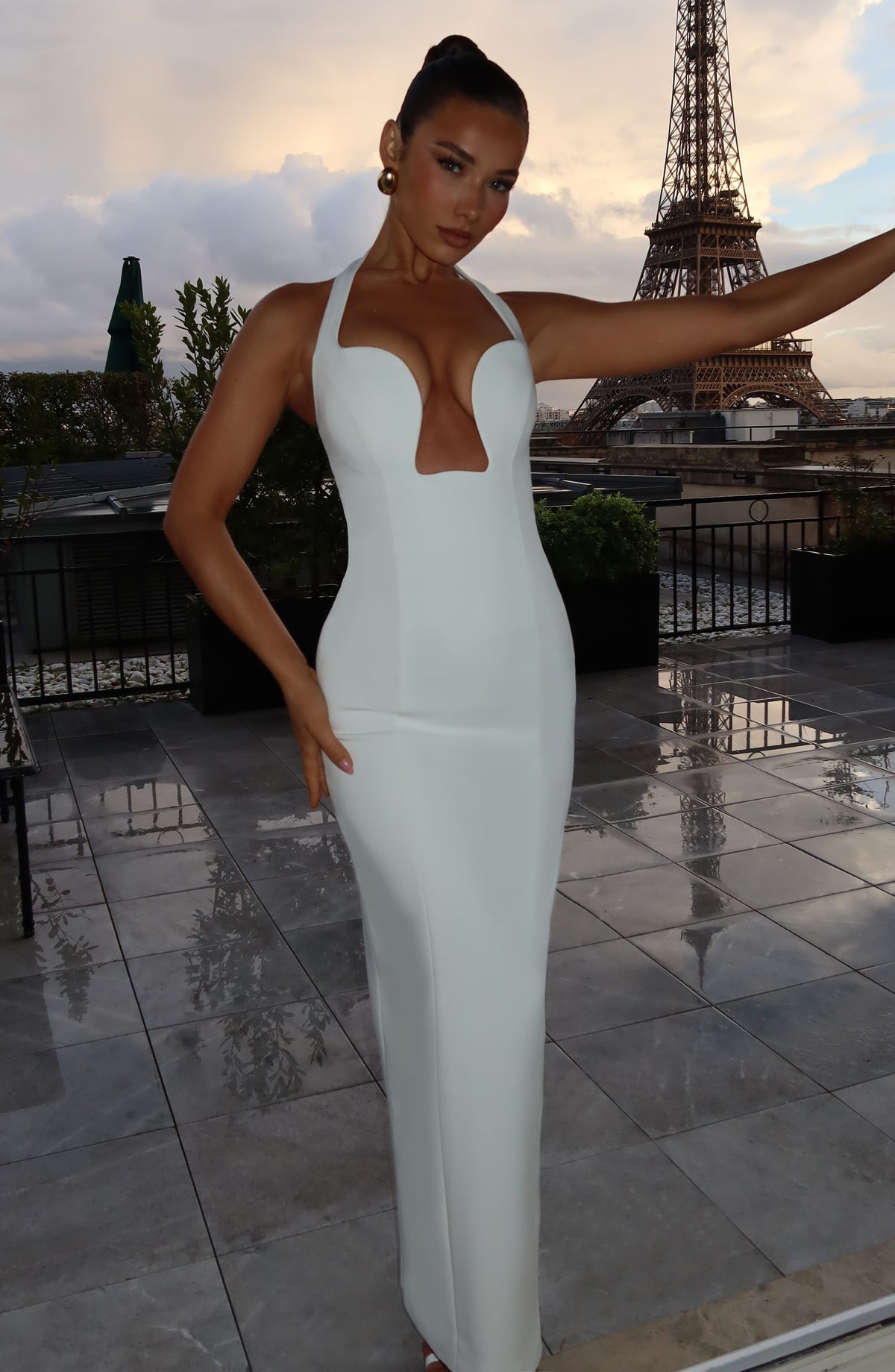 Charlotte Women's Dress Corset Maxi Ivory Crepe Evening Bridal