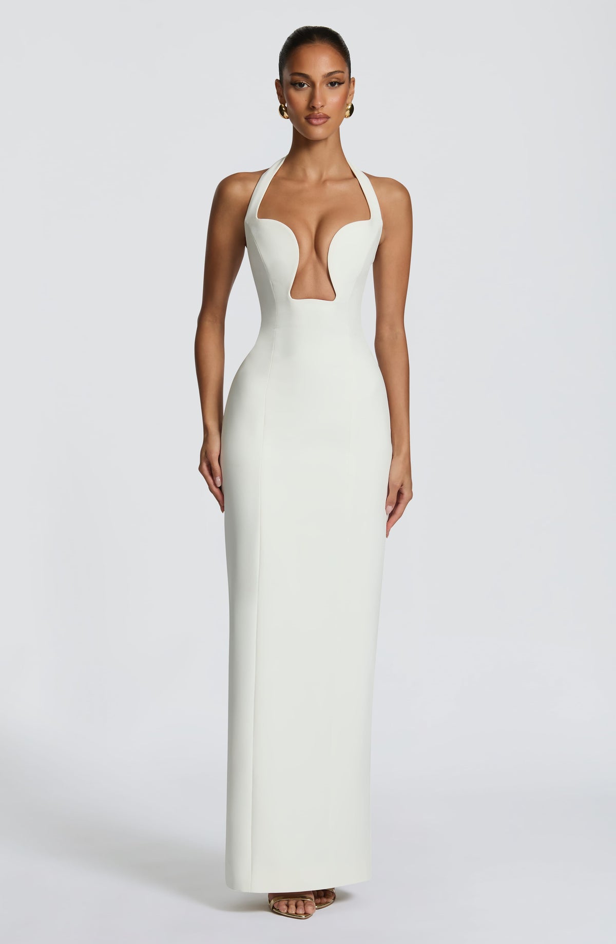 Charlotte Women's Dress Corset Maxi Ivory Crepe Evening Bridal