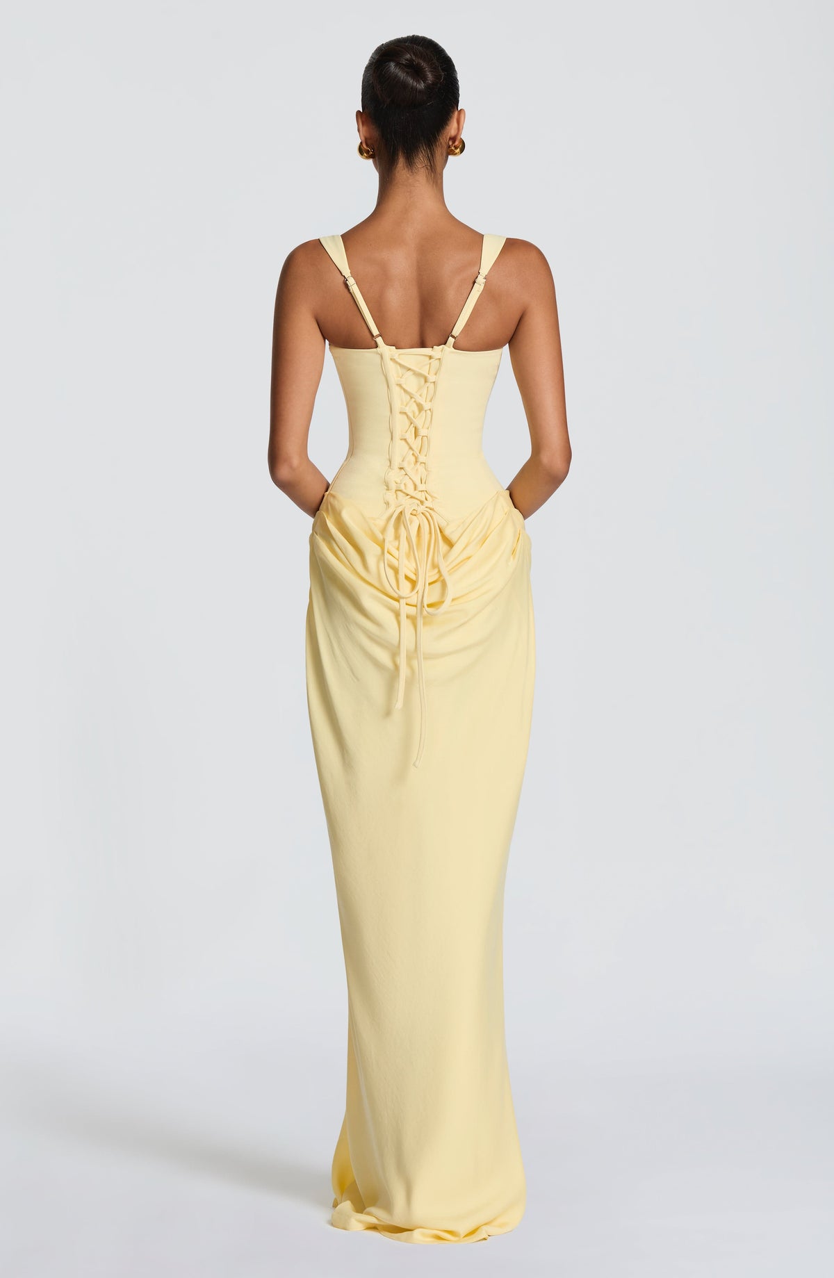 R.F Women's Dress Maxi Cowl Neck Lemon Crepe Formal