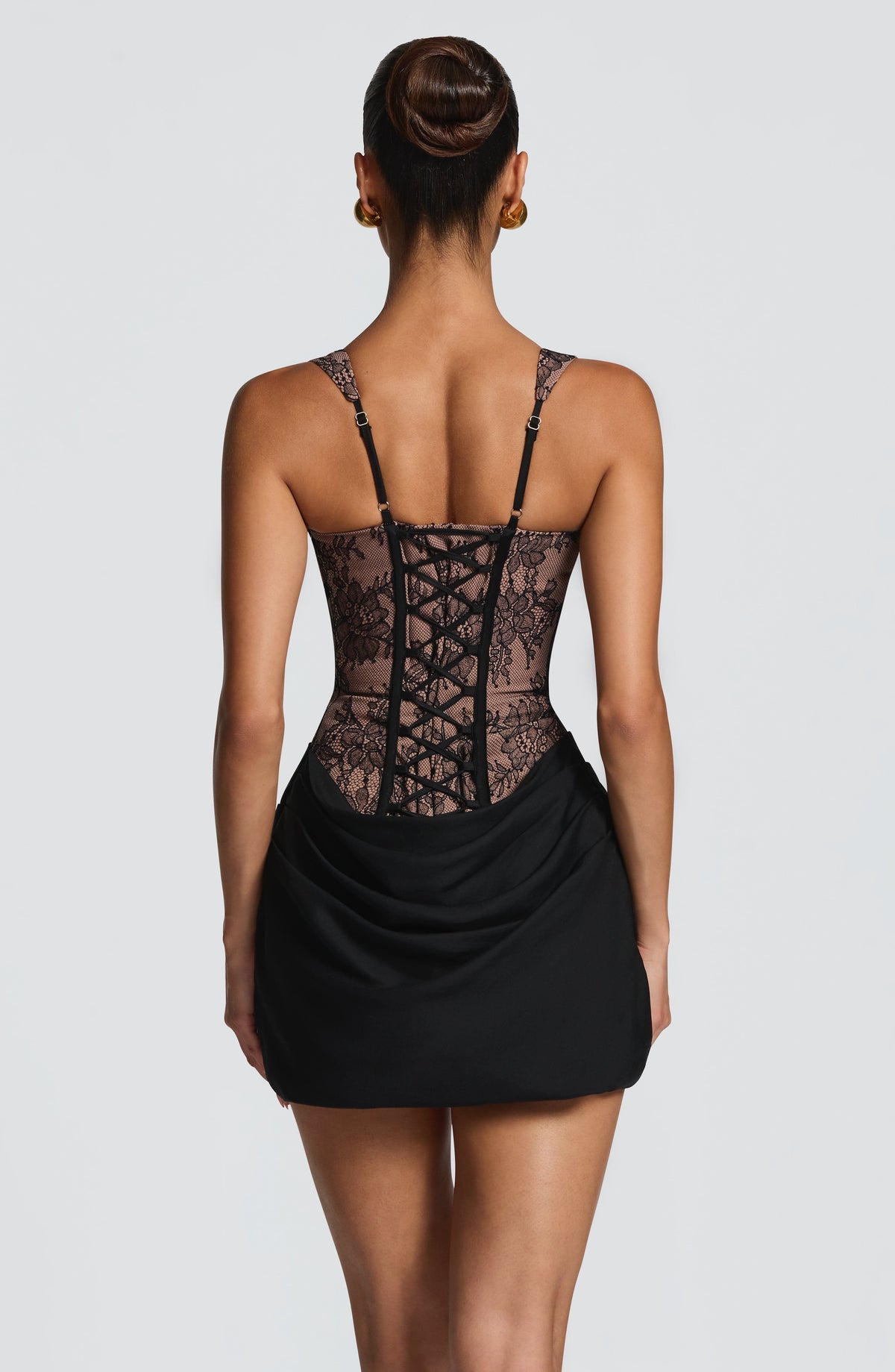 Cornelia Women's Dress Mini Black Lace Corset Party