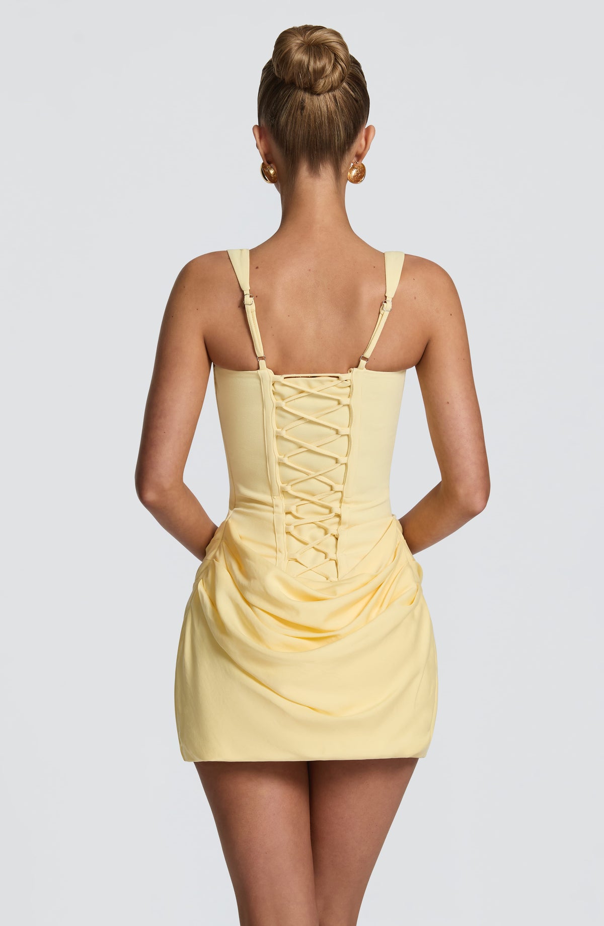 R.F Women's Dress Corset Mini Lemon Crepe Party