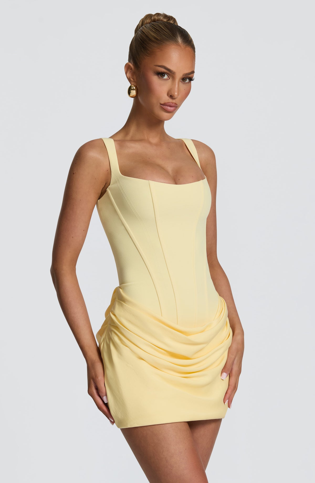 R.F Women's Dress Corset Mini Lemon Crepe Party